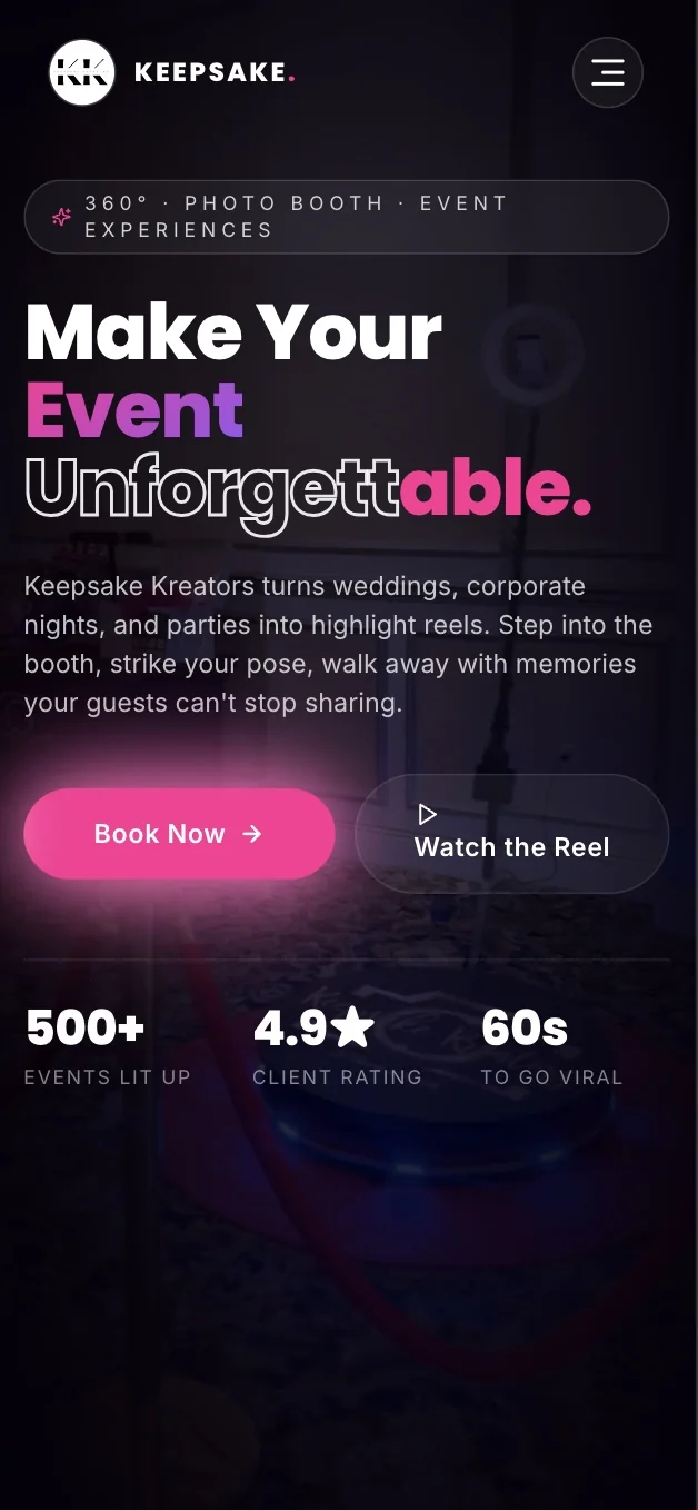 Keepsake Kreators mobile view